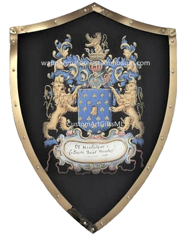 Wappen, handgemaltes Wappenschild mit Messingrand
